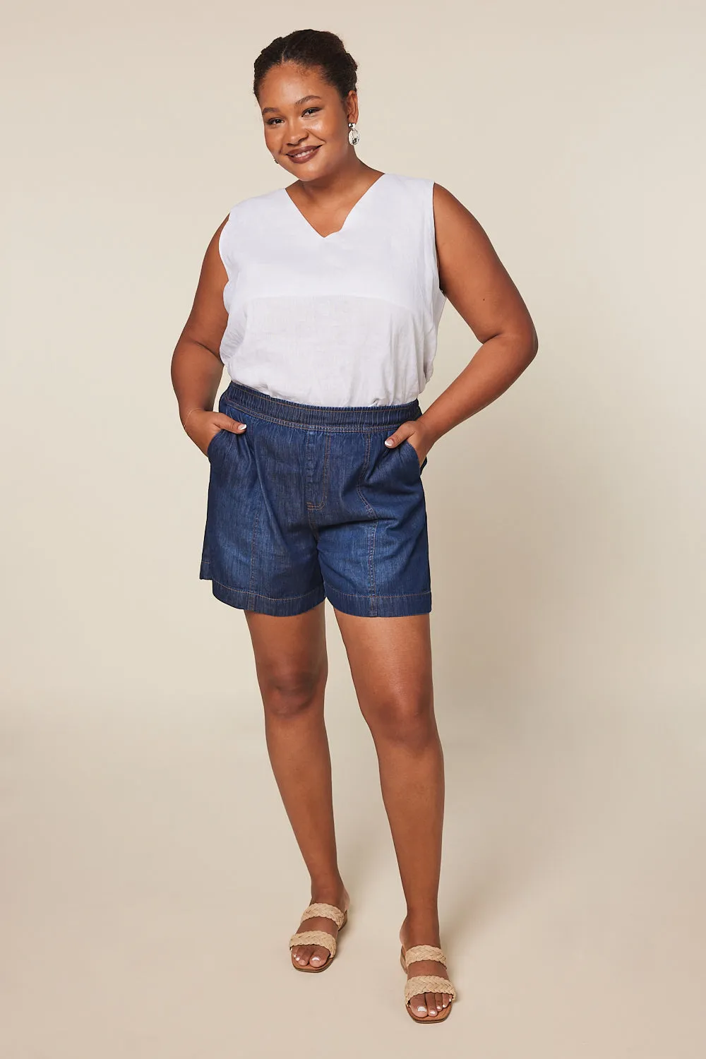 Ali Tencel Shorts in Dark Wash Adrift