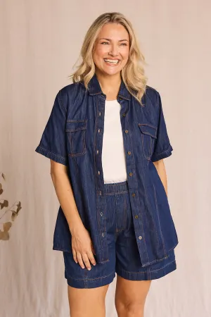 Ali Tencel Shorts in Dark Wash Adrift