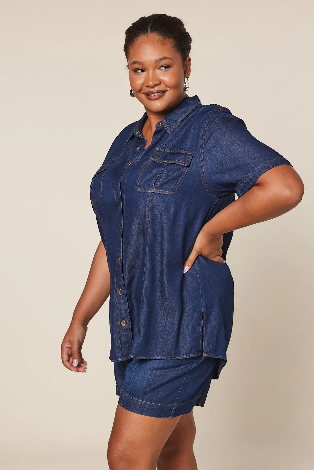 Ali Tencel Shorts in Dark Wash Adrift