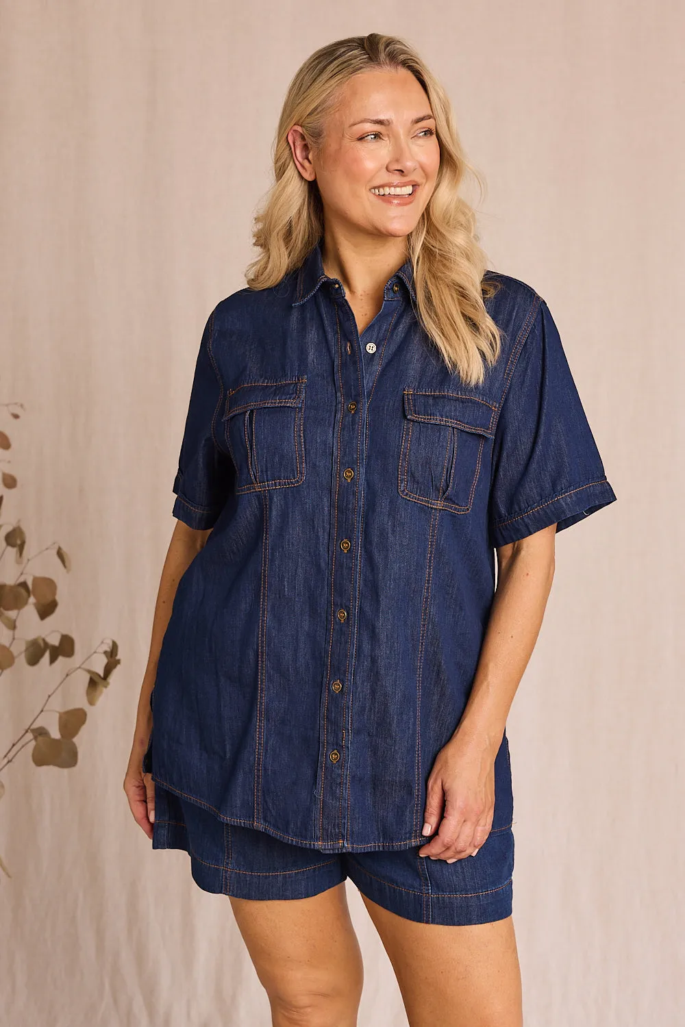 Ali Tencel Shorts in Dark Wash Adrift