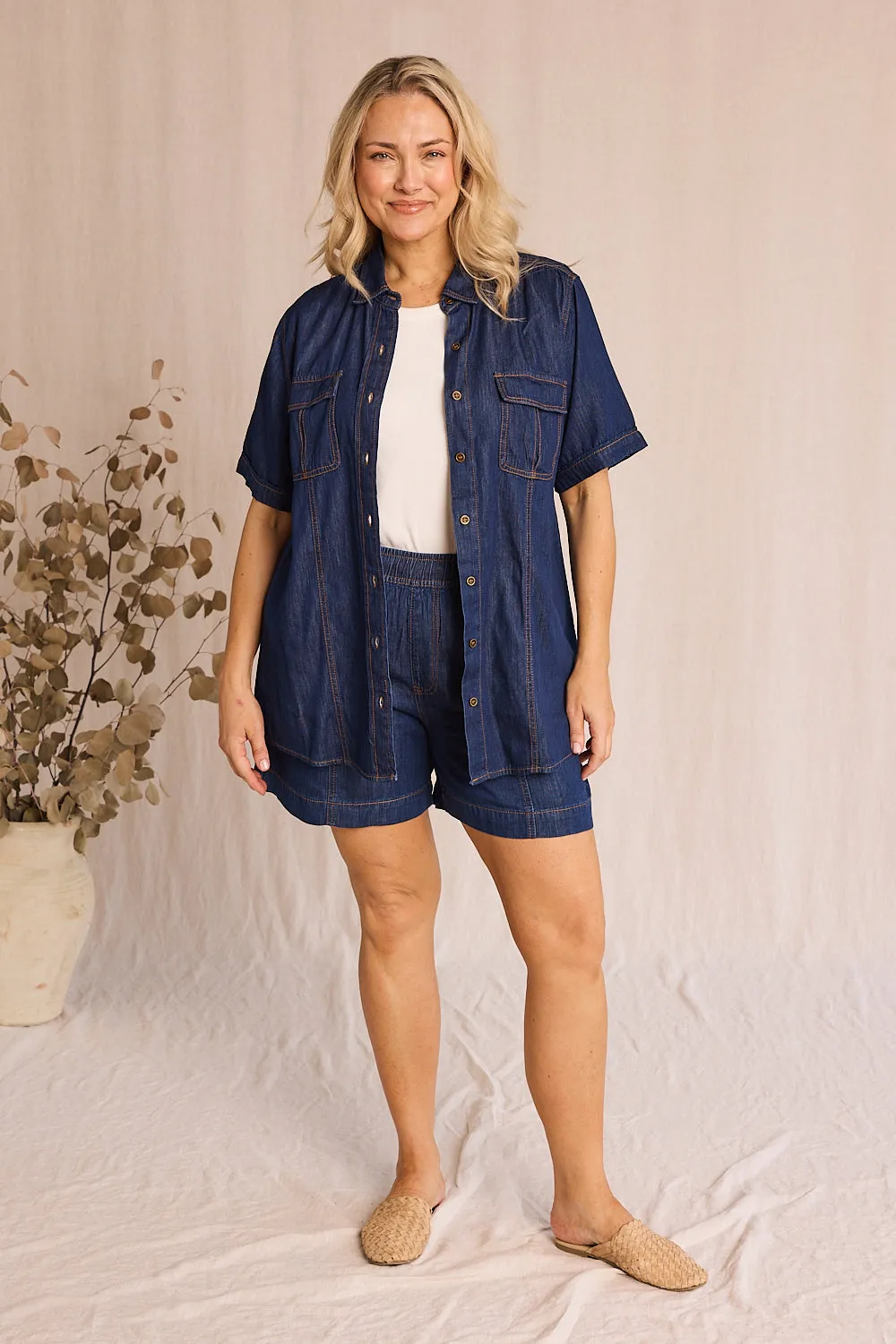 Ali Tencel Shorts in Dark Wash Adrift