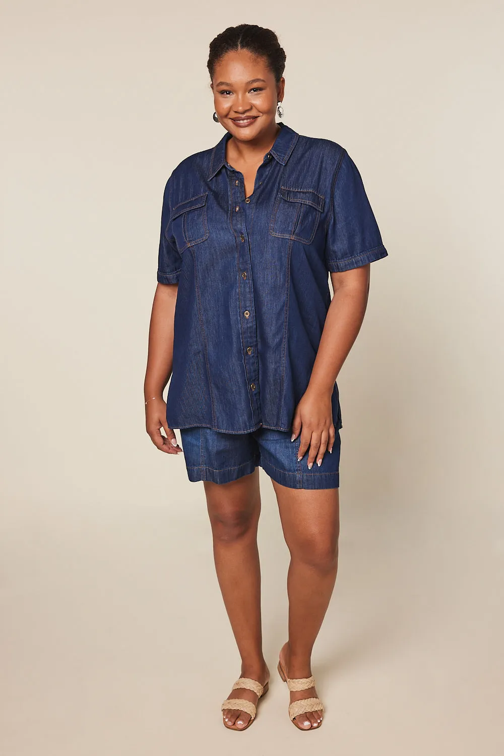 Ali Tencel Shorts in Dark Wash Adrift