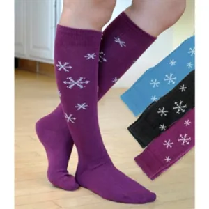 Alpaca Scattered Snowflake Knee Sock - Winterberry