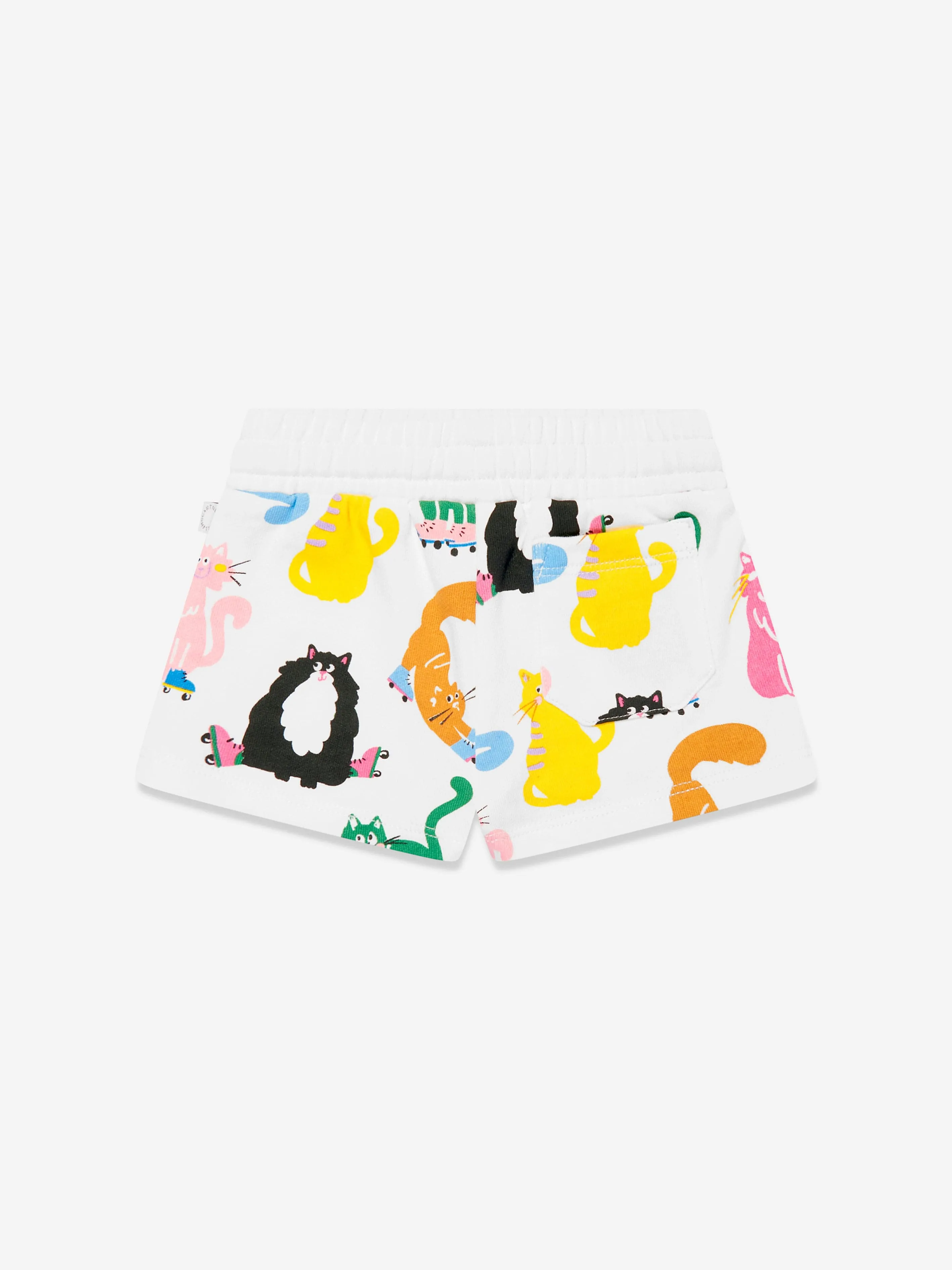 Baby Girls Cat Print Jersey Shorts in Ivory