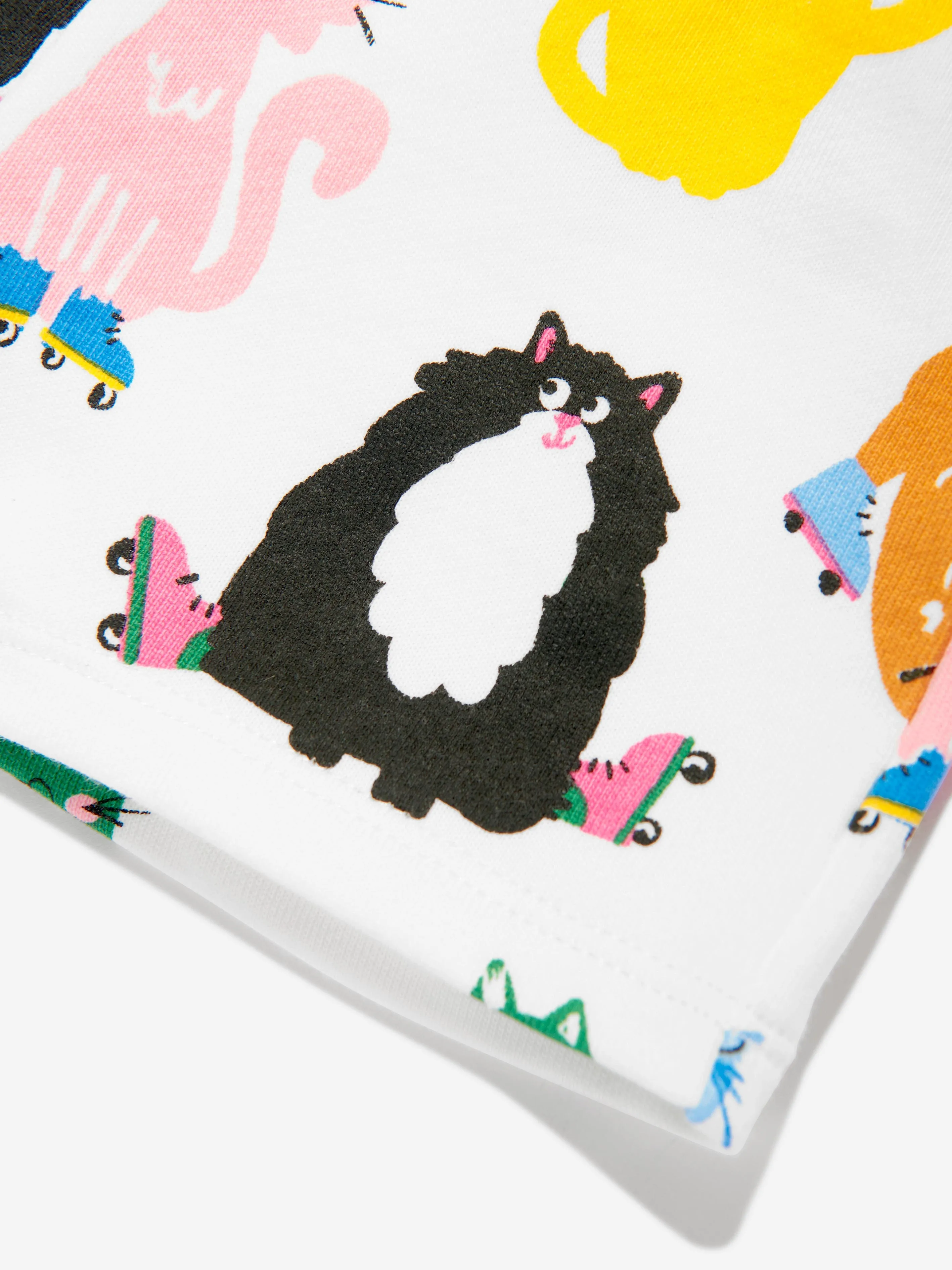 Baby Girls Cat Print Jersey Shorts in Ivory