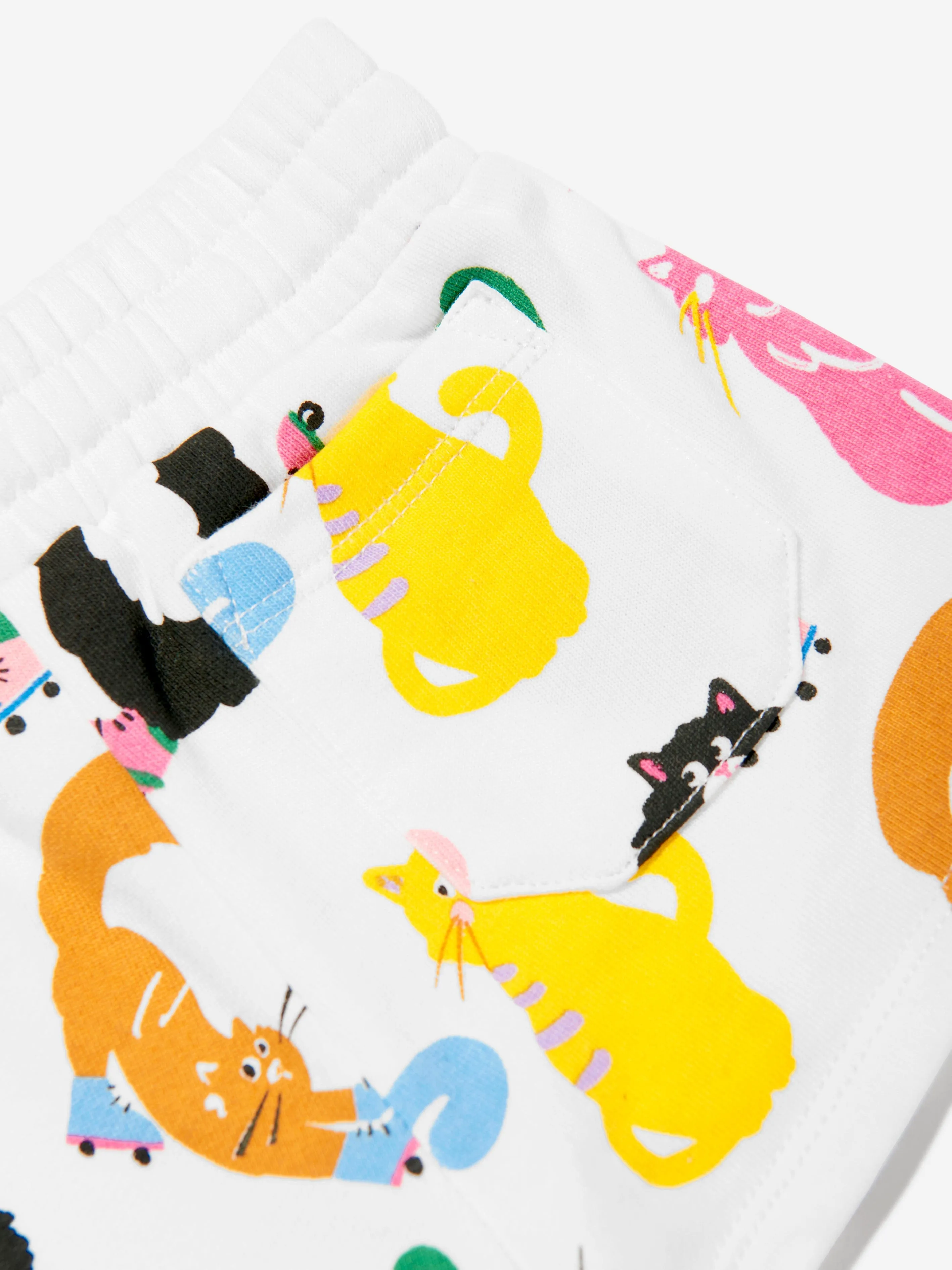 Baby Girls Cat Print Jersey Shorts in Ivory