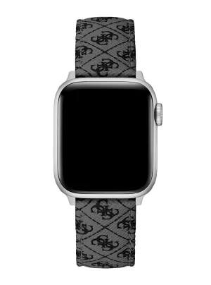 Black Quattro G Leather Apple Watch Strap Guess