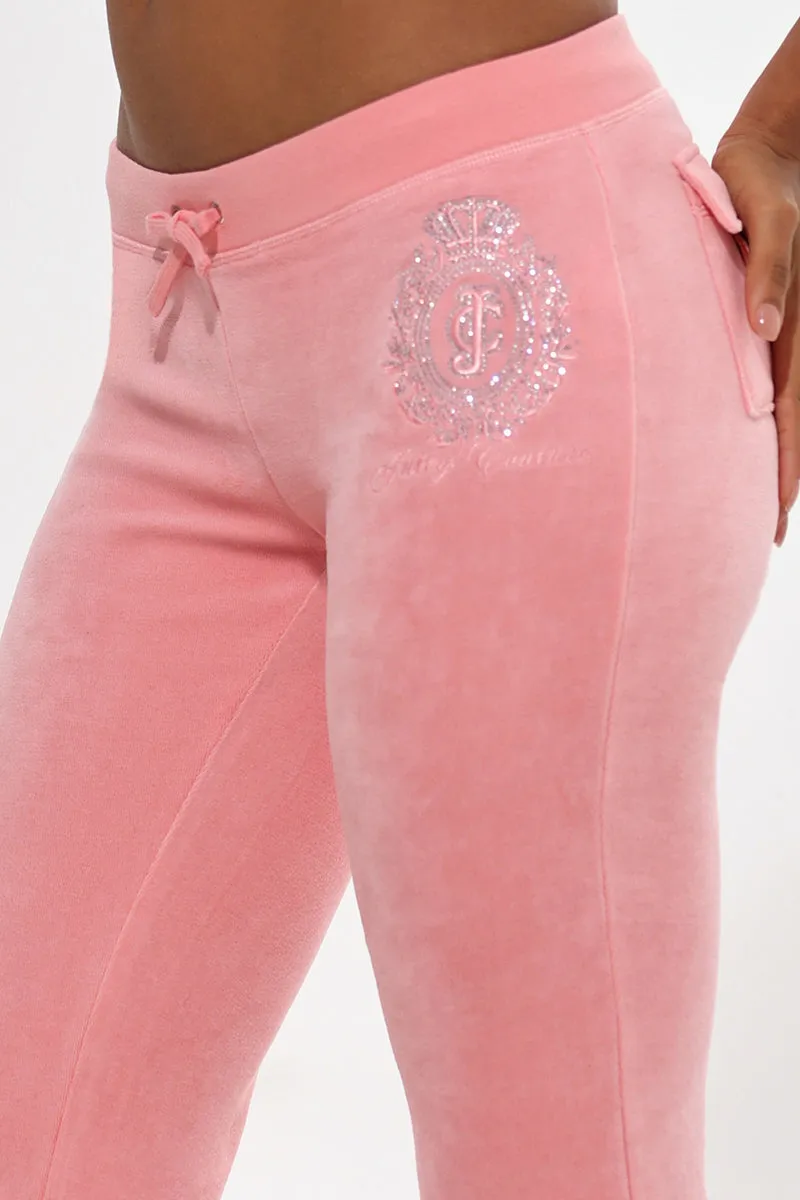Crown Heritage Cotton Velour Track Pants by Juicy Couture