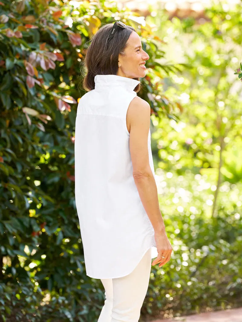 FRANK AND EILEEN - FINLEY SLEEVELESS LAYERING BUTTON UP SUPERLUX WHITE