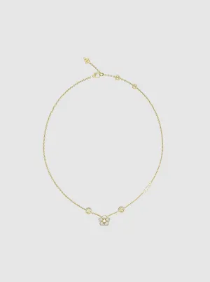 Gold 4G Logo & Pave Flower Necklace Guess