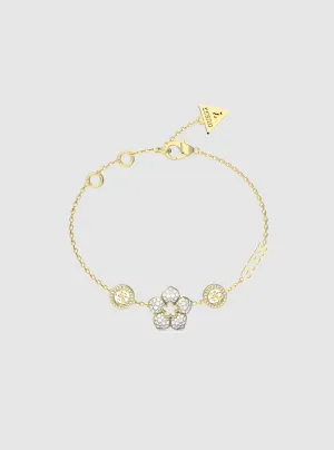 Gold 4G Logo Pave Flower Bracelet Guess