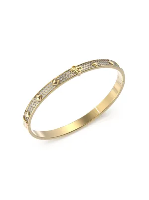 Gold Crystal Pave Studs Logo Bangle Guess