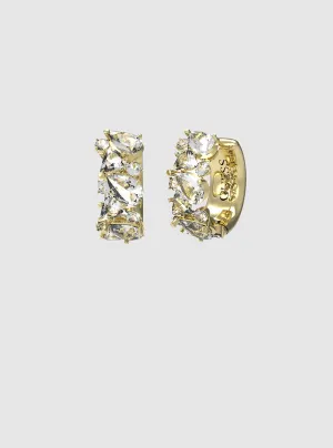 Gold Multi Crystal Huggie Earrings Guess