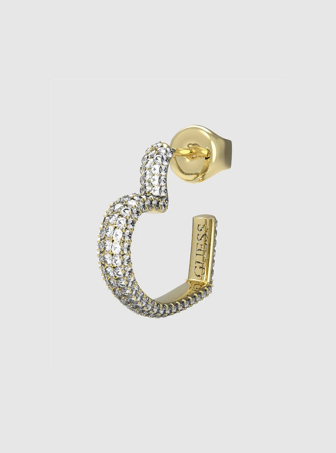 Gold Pave Heart Huggies Earrings Guess