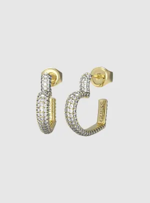 Gold Pave Heart Huggies Earrings Guess
