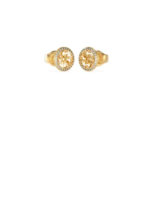 Gold Quattro G Logo Earrings Guess