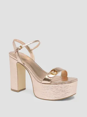 Gold Sherrill Platform Sandal Heels Guess