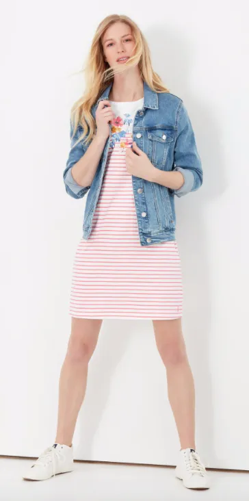 Joules Riviera Short Sleeve Jersey Dress - Border Stripe