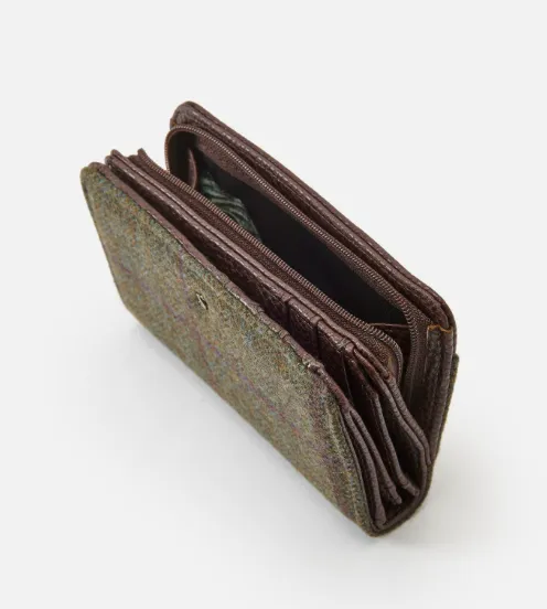 Joules Wyton Tweed Wallet - Green Check