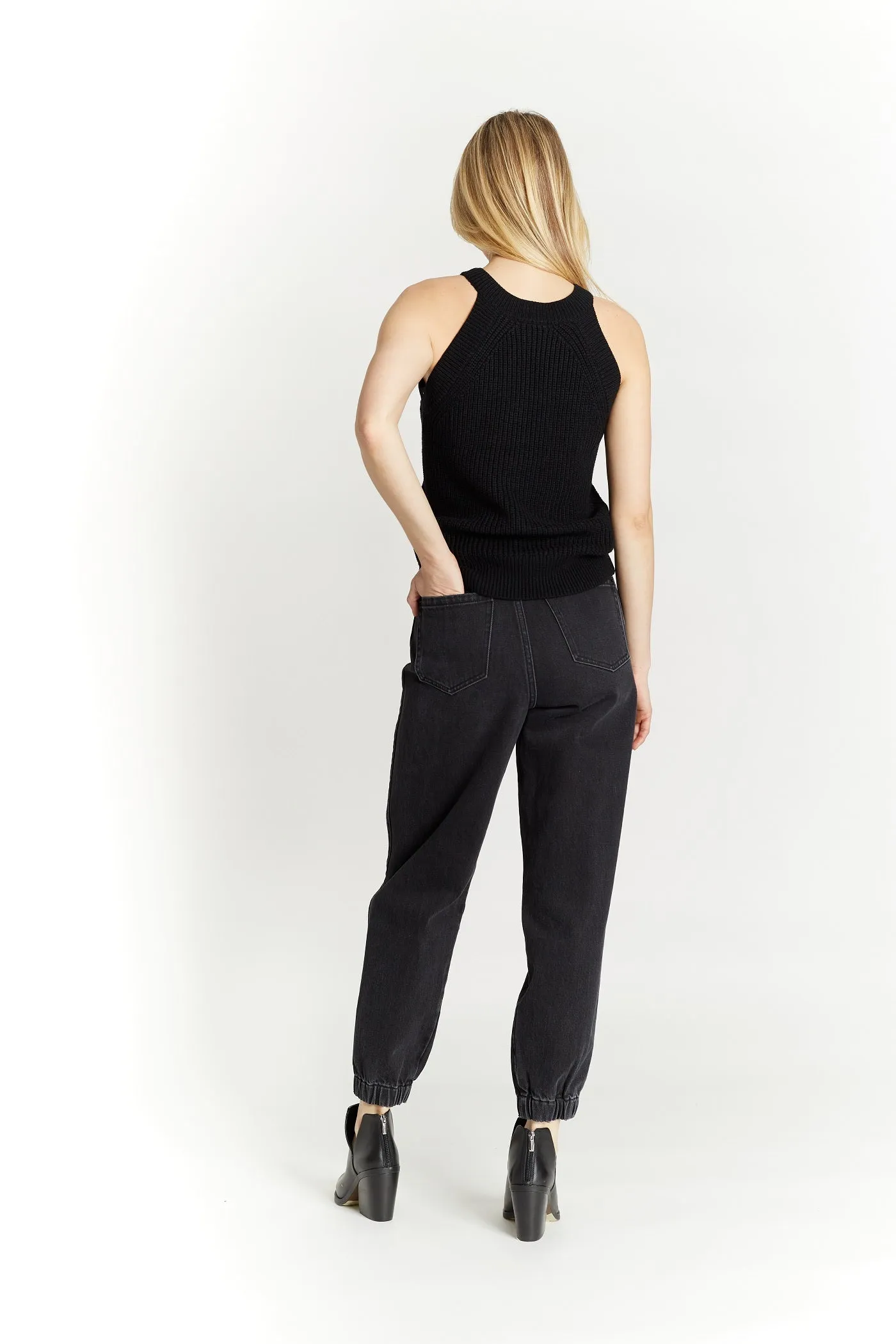 Knit Halter with Crew Neck