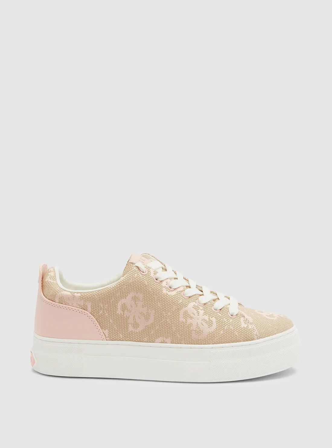 Light Pink Logo Low-Top Sneakers Guess