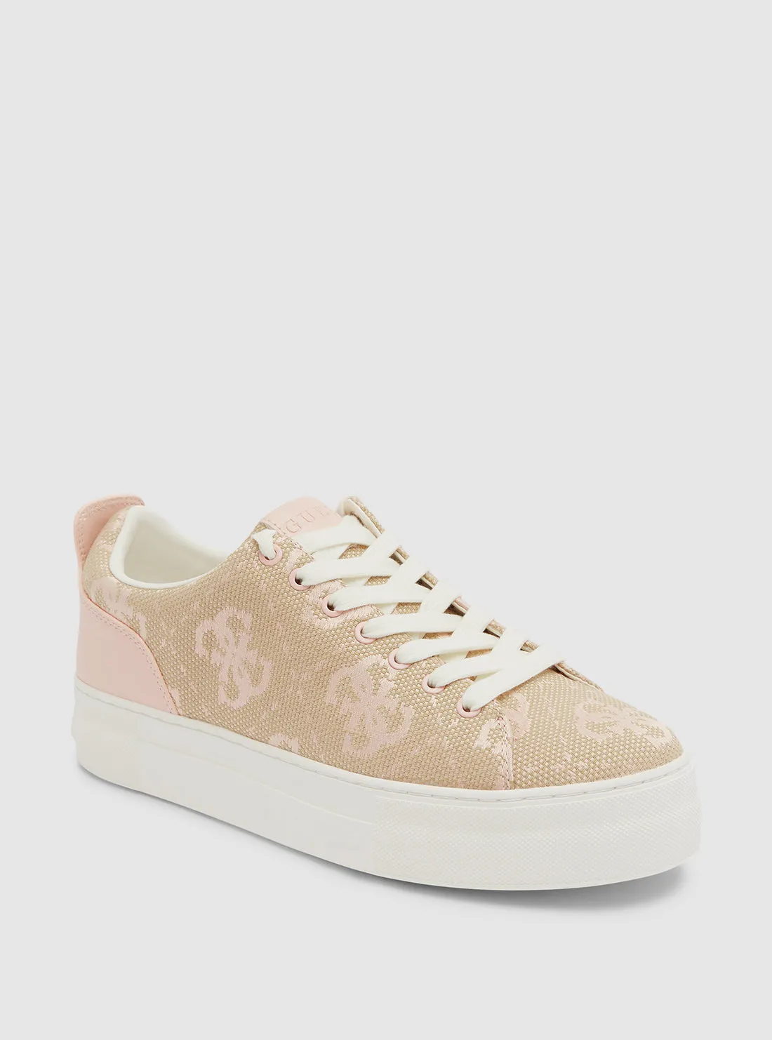 Light Pink Logo Low-Top Sneakers Guess