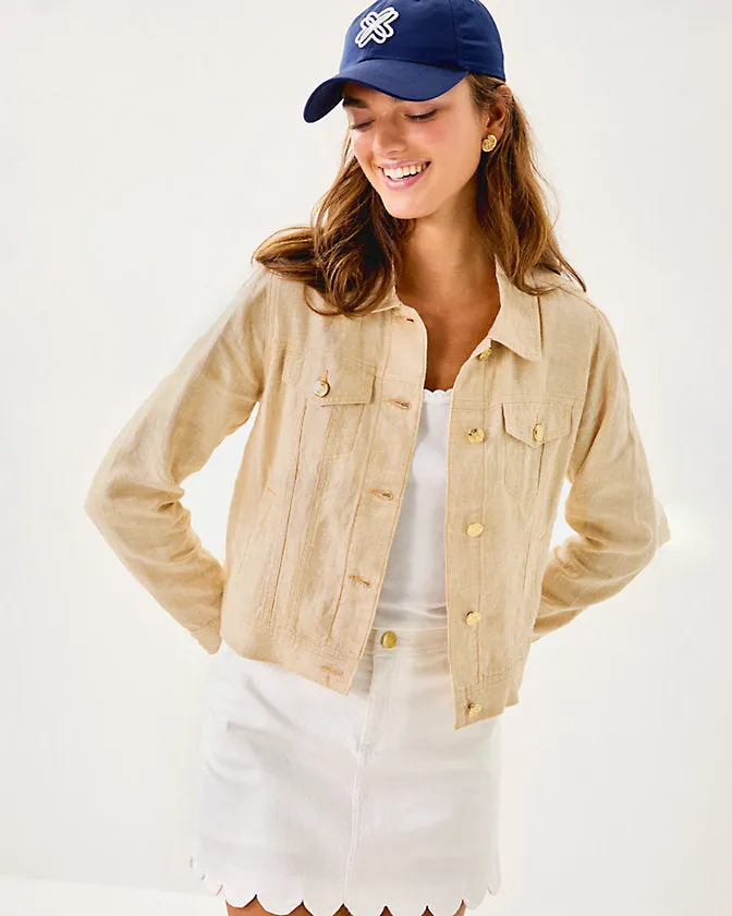 Lilly Pulitzer Seaspray Linen Jacket - Wicker Tan x Resort White