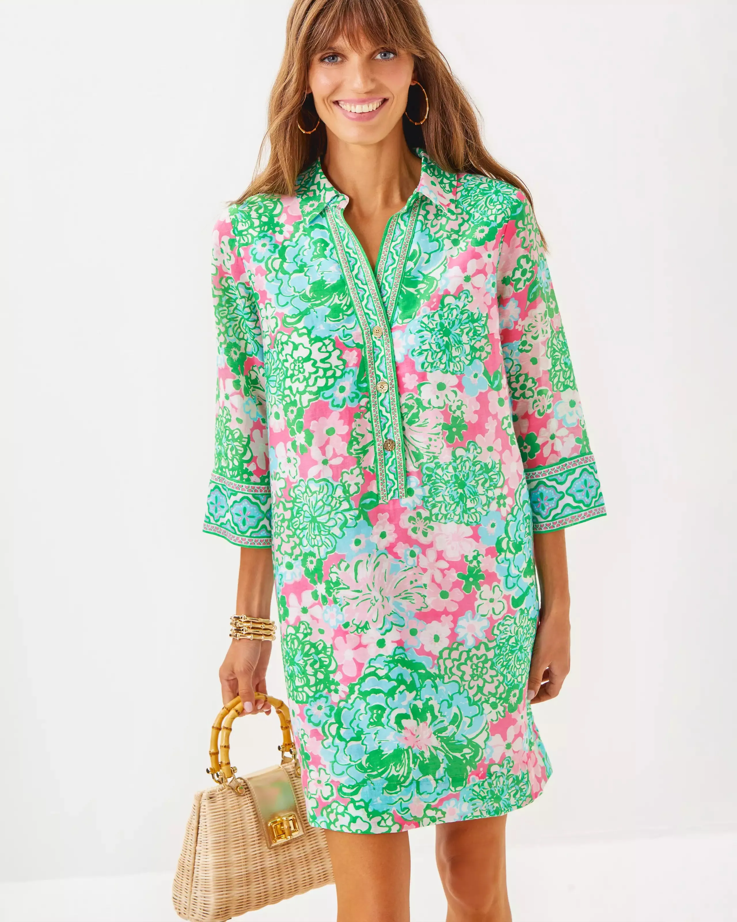 Lilly Pulitzer Women's Daphnie Tunic Dress - Multi Plumes In Bloom Engineered Woven Dress