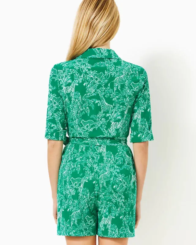 Lilly Pulitzer Women's UPF 50  Luxletic Sheldrake Romper - Fiddle Leaf Green Safari Party