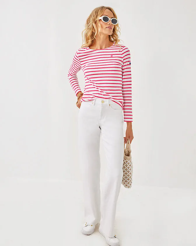 Lilly Pulitzer x Saint James Miniquidame Tee in Rose Soleil Stripes