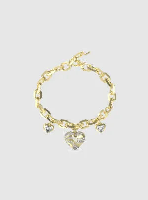 Multi Crystal Hearts Charm Bracelet Guess