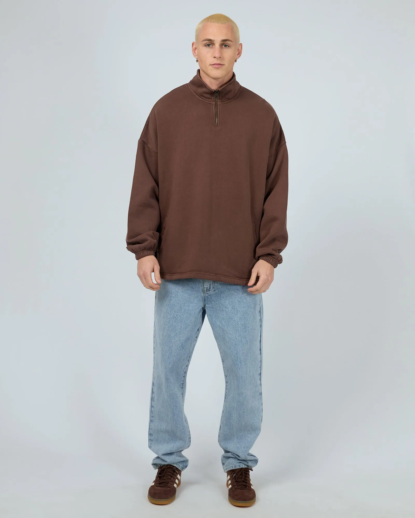 Oversized 1/4 Zip Jumper Chocolate