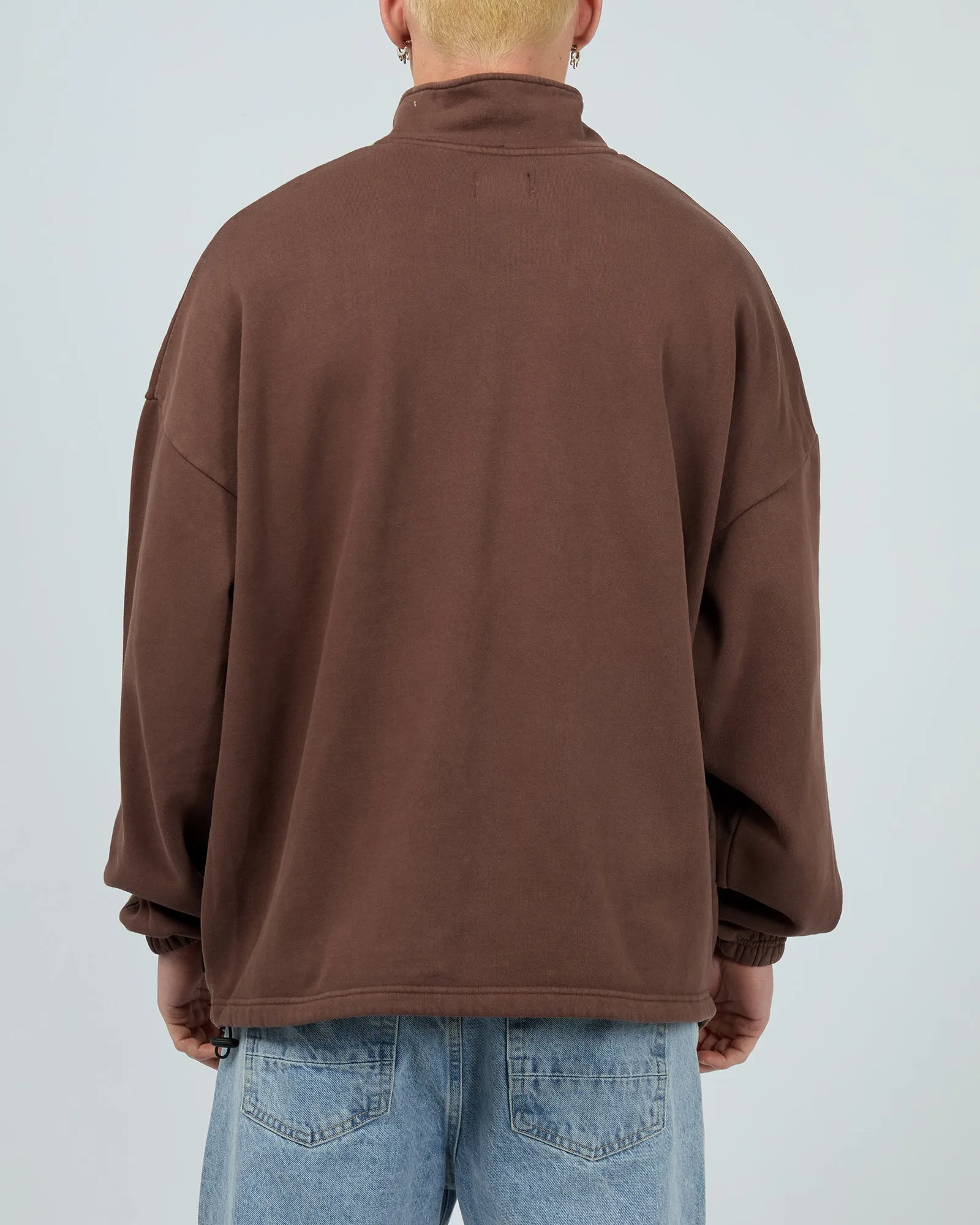 Oversized 1/4 Zip Jumper Chocolate