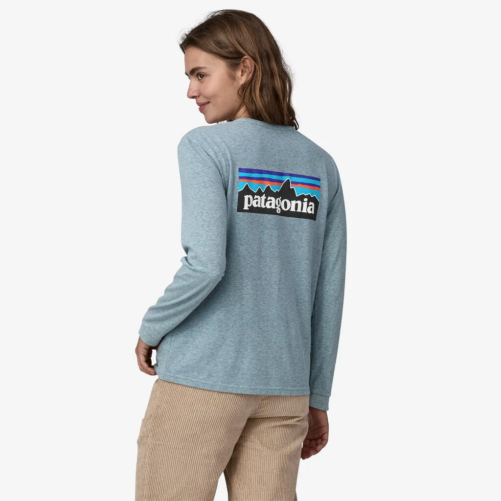 Patagonia Women's Long-Sleeved P-6 Logo Responsibili-Tee - Thermal Blue