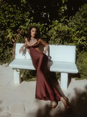 Petra Satin Monowire Cutout Gown by Frederick's of Hollywood