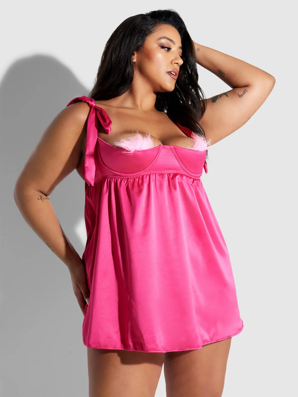 Petra Satin Open Cup Babydoll by Frederick's of Hollywood