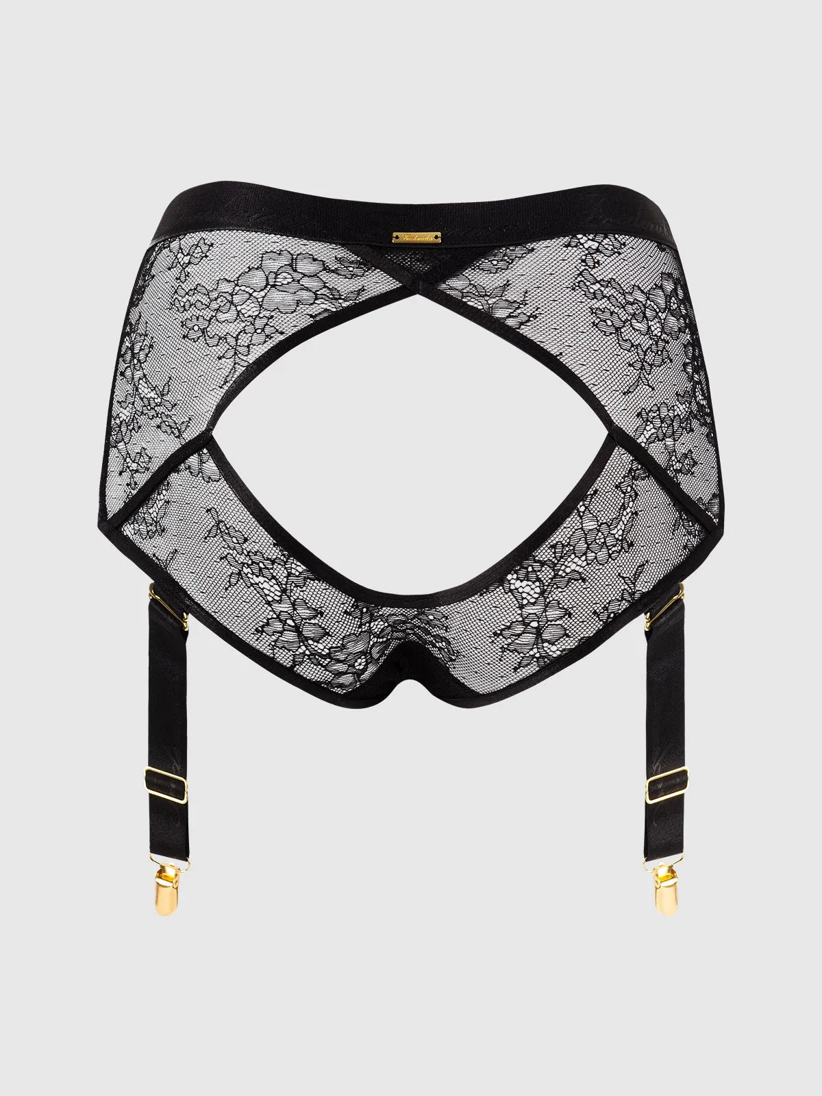 Pia Lace Cutout & High-Waist Garter Panty by Frederick's of Hollywood