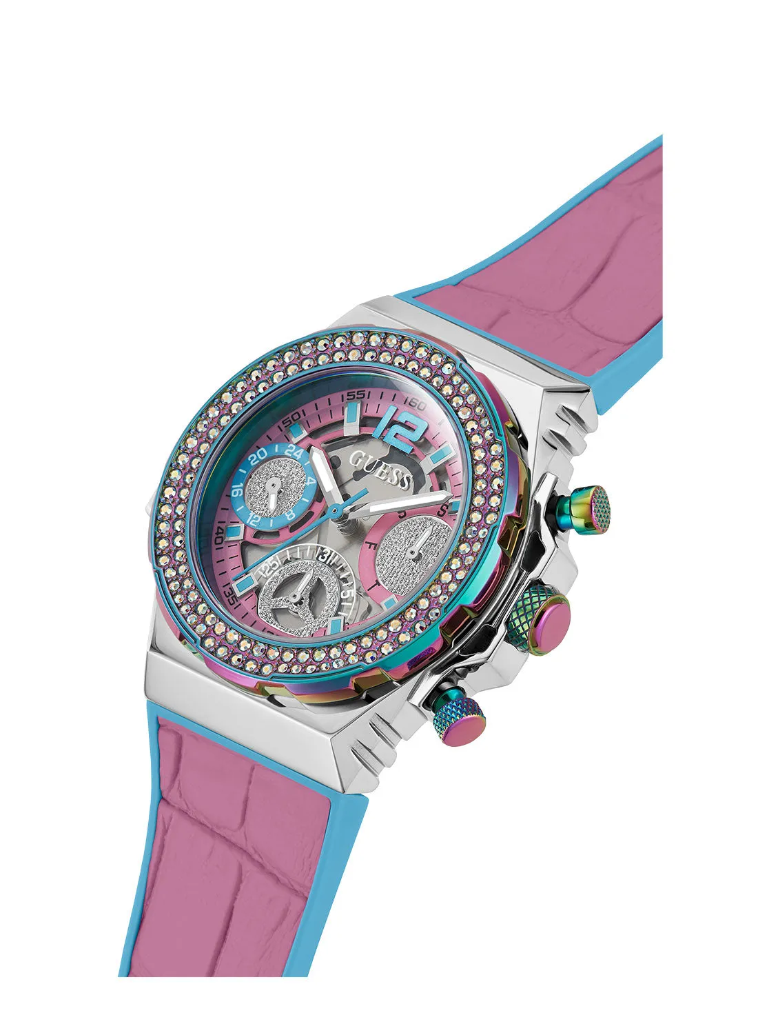 Pink Turquoise Fusion Silicone Watch Guess