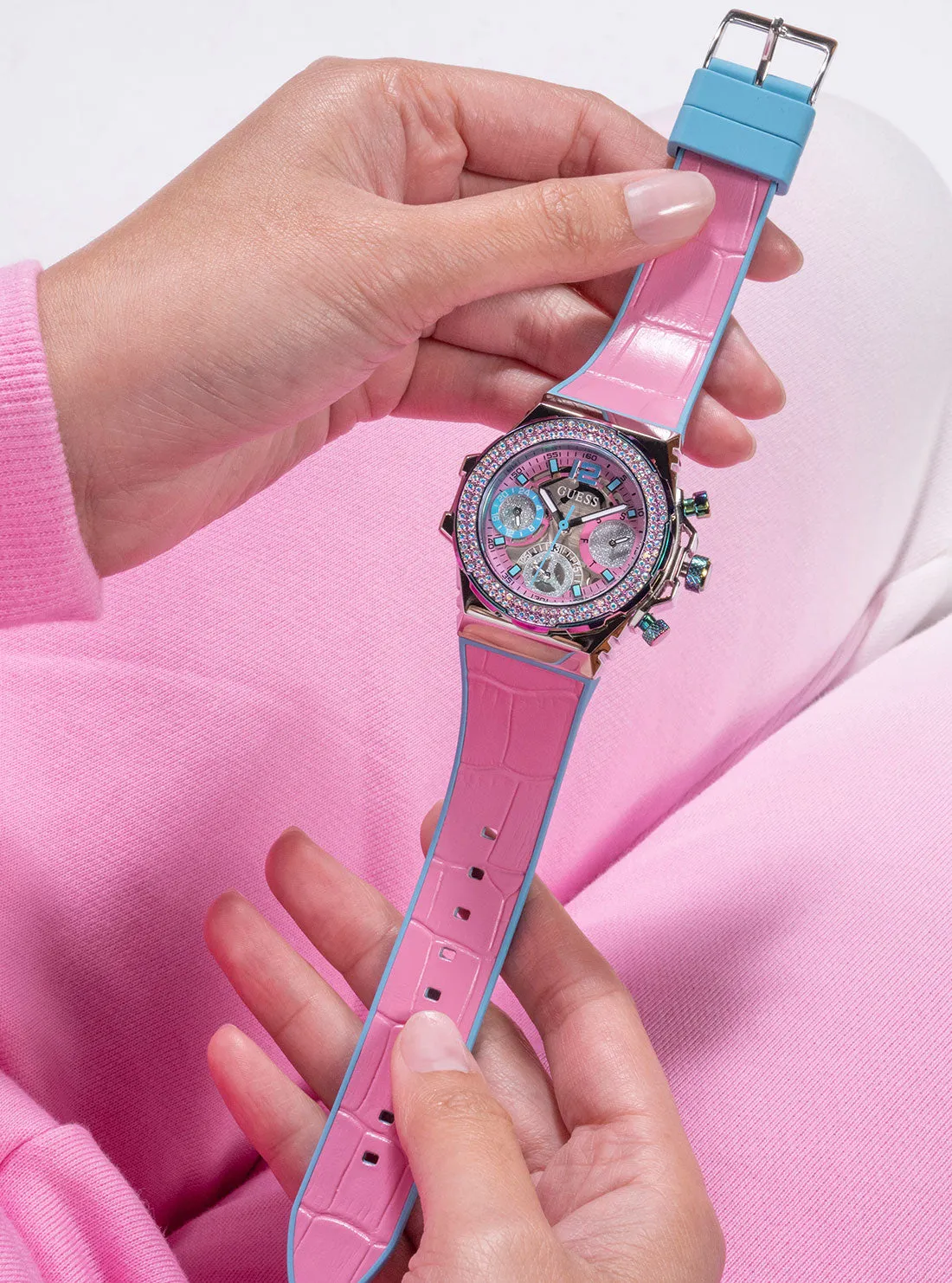 Pink Turquoise Fusion Silicone Watch Guess