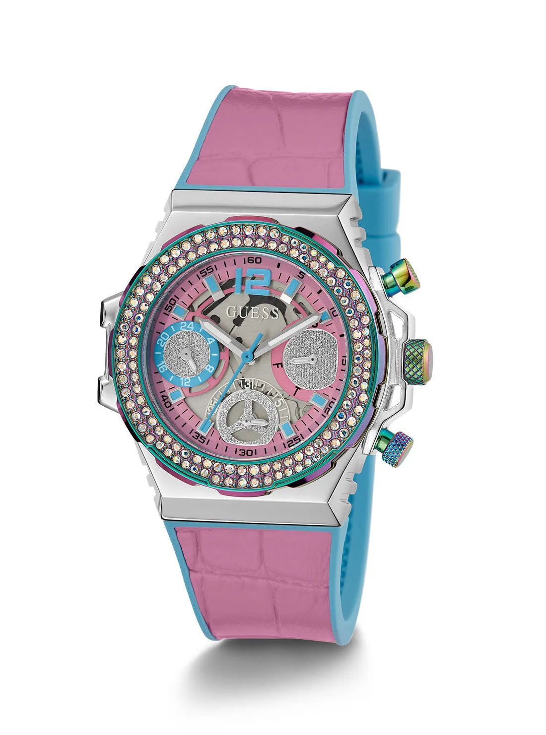 Pink Turquoise Fusion Silicone Watch Guess