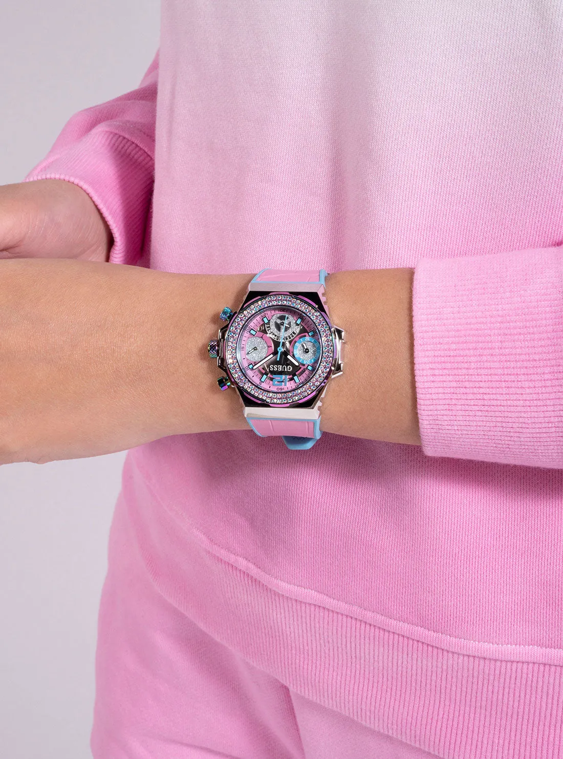 Pink Turquoise Fusion Silicone Watch Guess