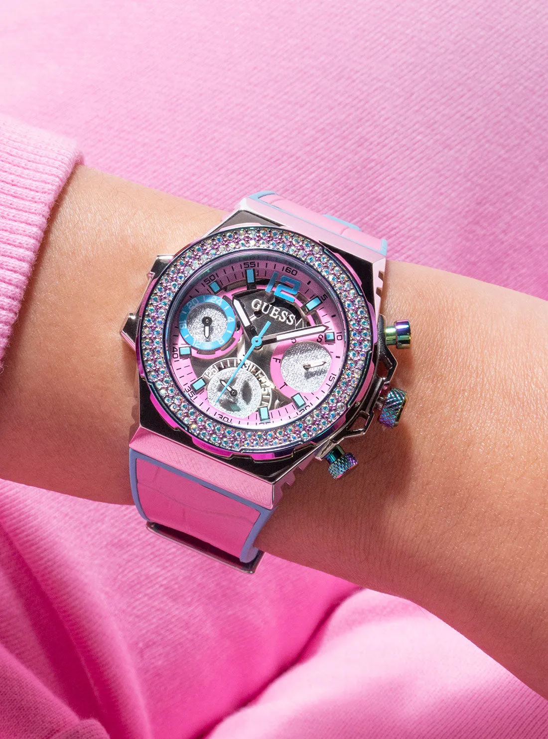 Pink Turquoise Fusion Silicone Watch Guess