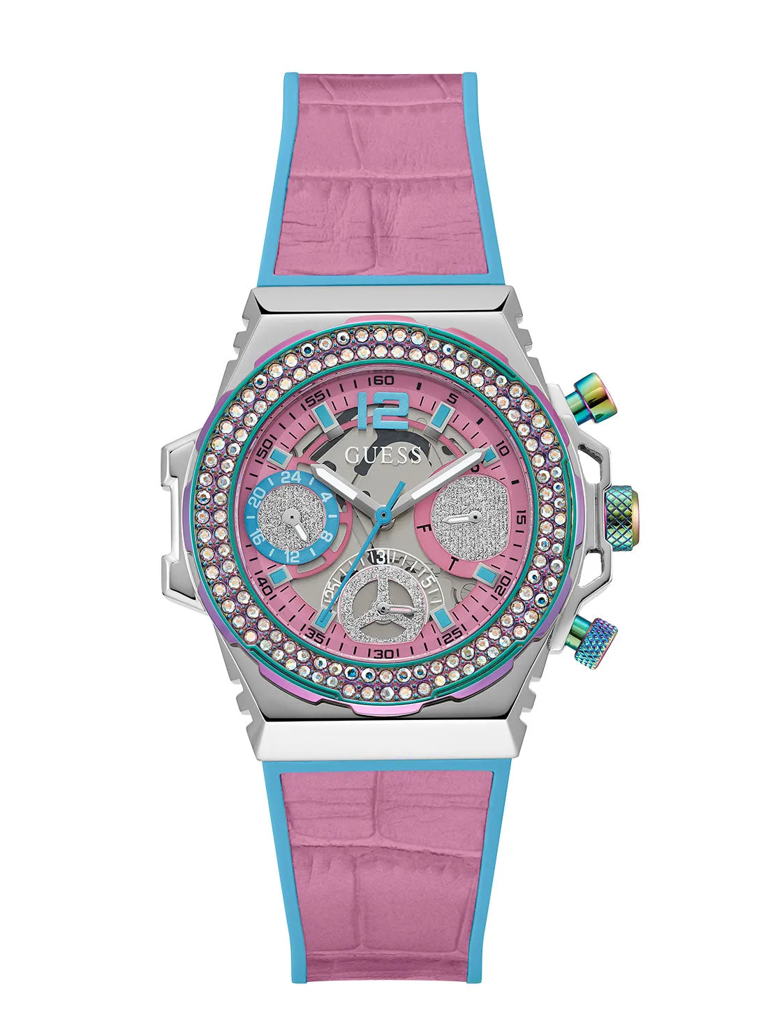 Pink Turquoise Fusion Silicone Watch Guess