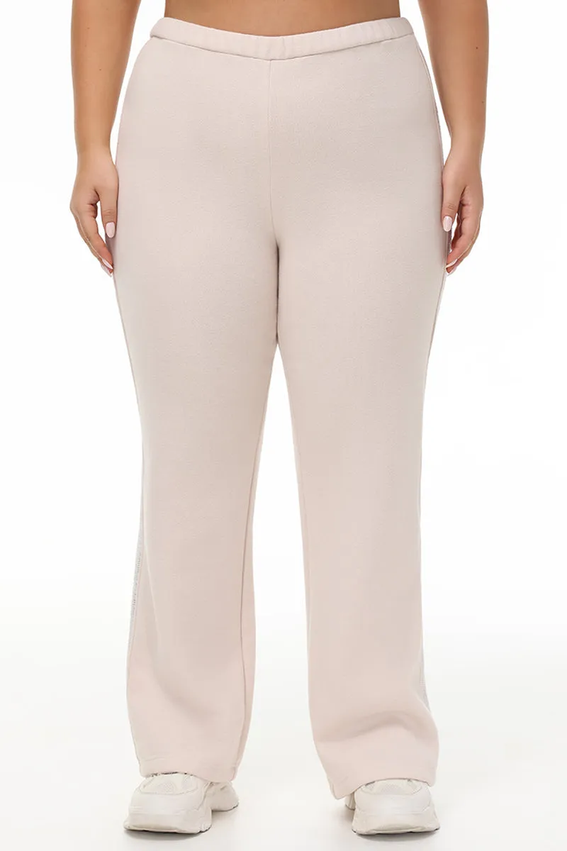Plus-Size Wide Leg Fleece Pant With Side Bling by Juicy Couture