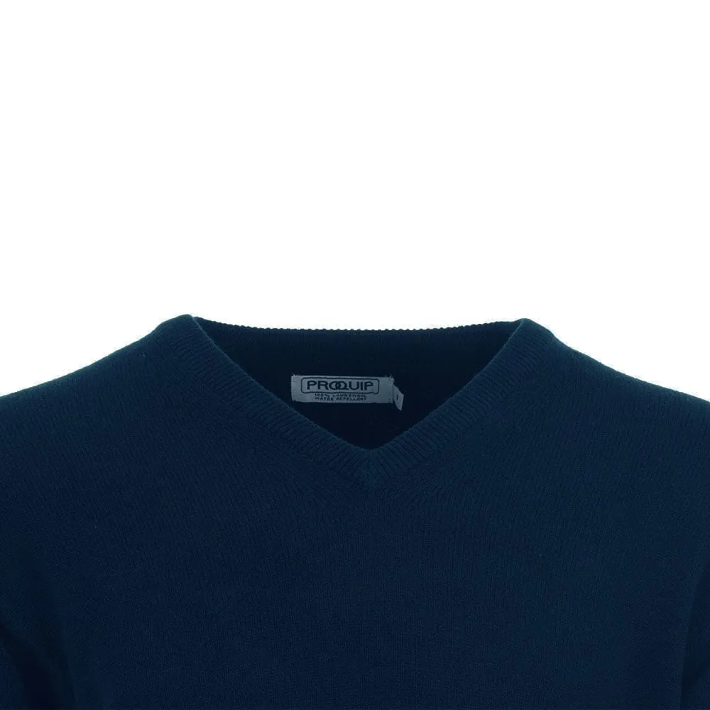 ProQuip Lambswool Water Repellent V Neck Golf Sweater - Navy