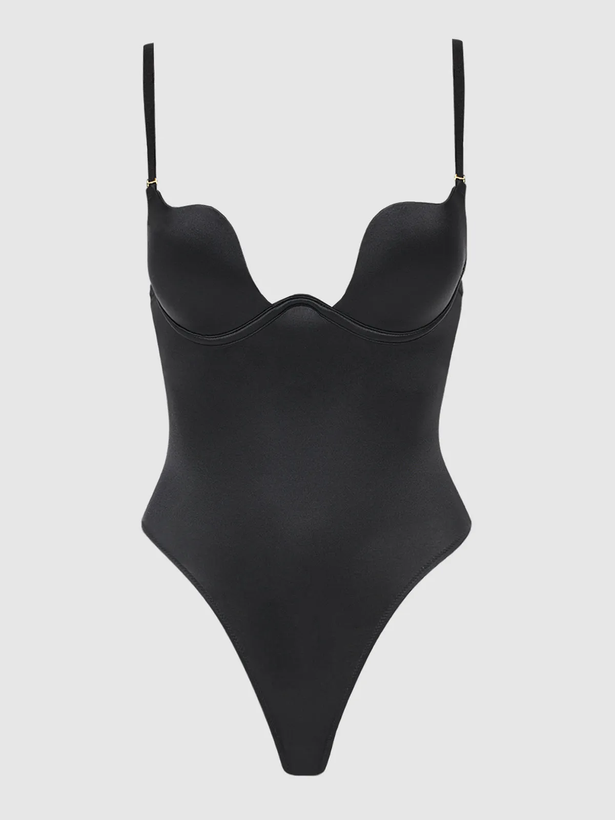 Rising Star Plunge Push Up Bodysuit in Liquid Satin by Frederick's of Hollywood