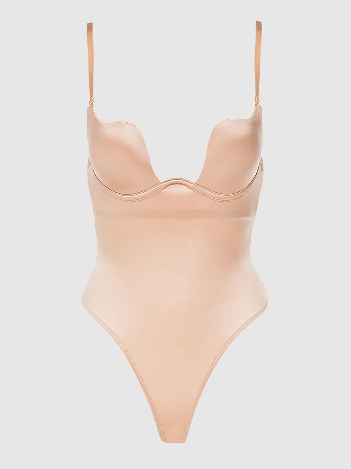 Rising Star Plunge Push Up Bodysuit in Liquid Satin by Frederick's of Hollywood
