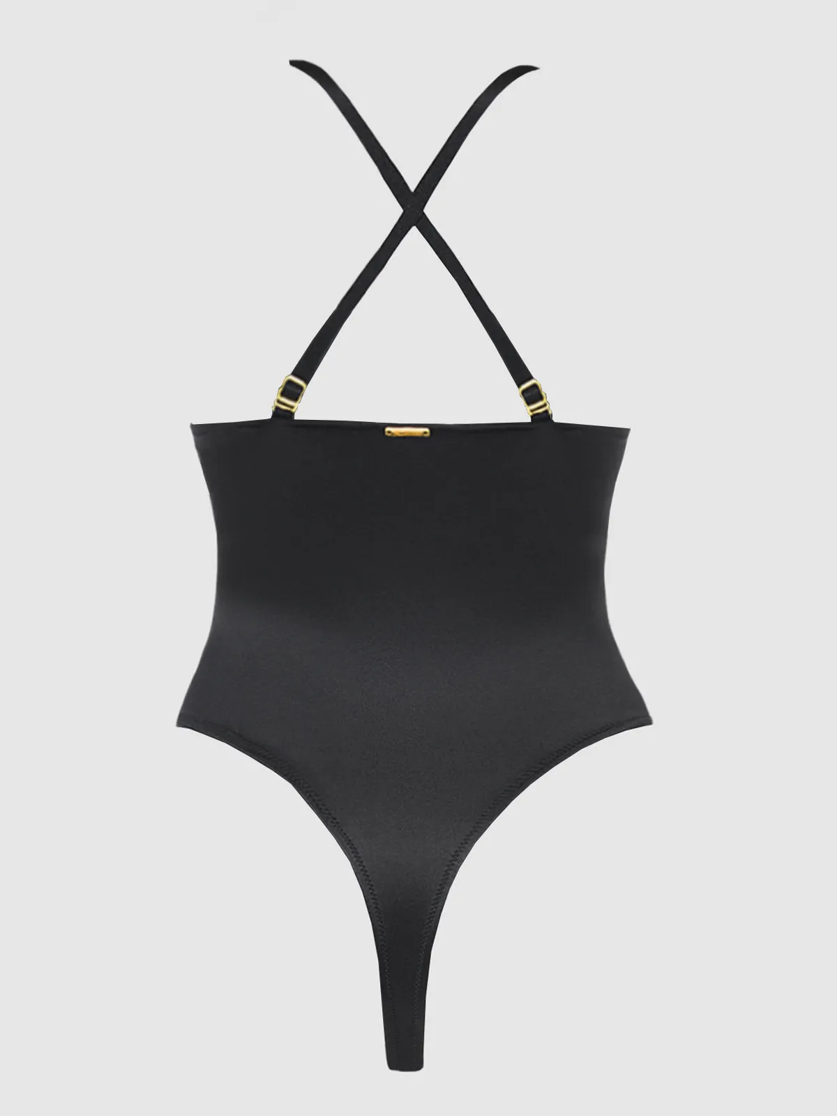 Rising Star Plunge Push Up Bodysuit in Liquid Satin by Frederick's of Hollywood