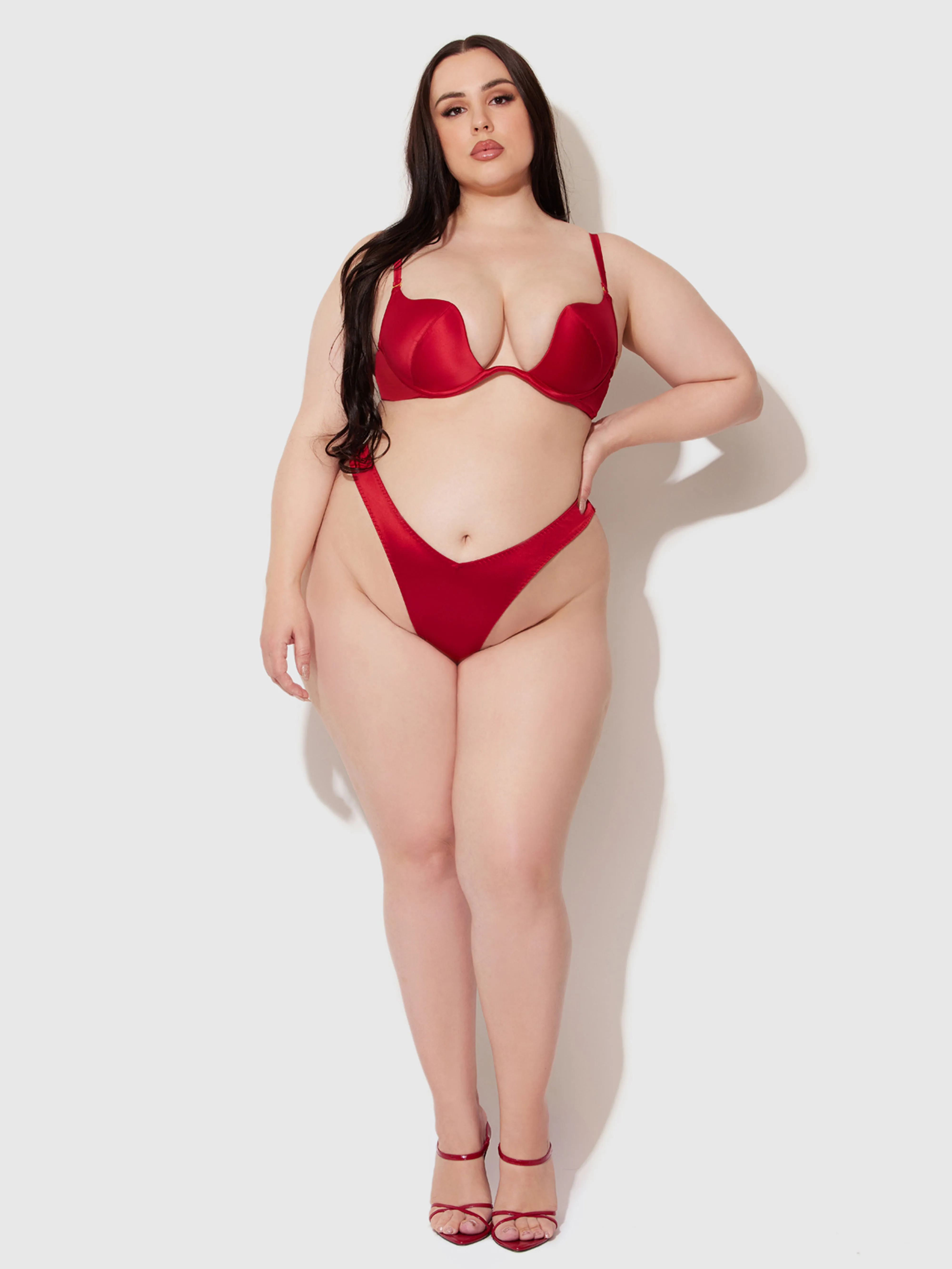 Rising Star Plunge Push Up Bra in Petra Satin by Frederick's of Hollywood