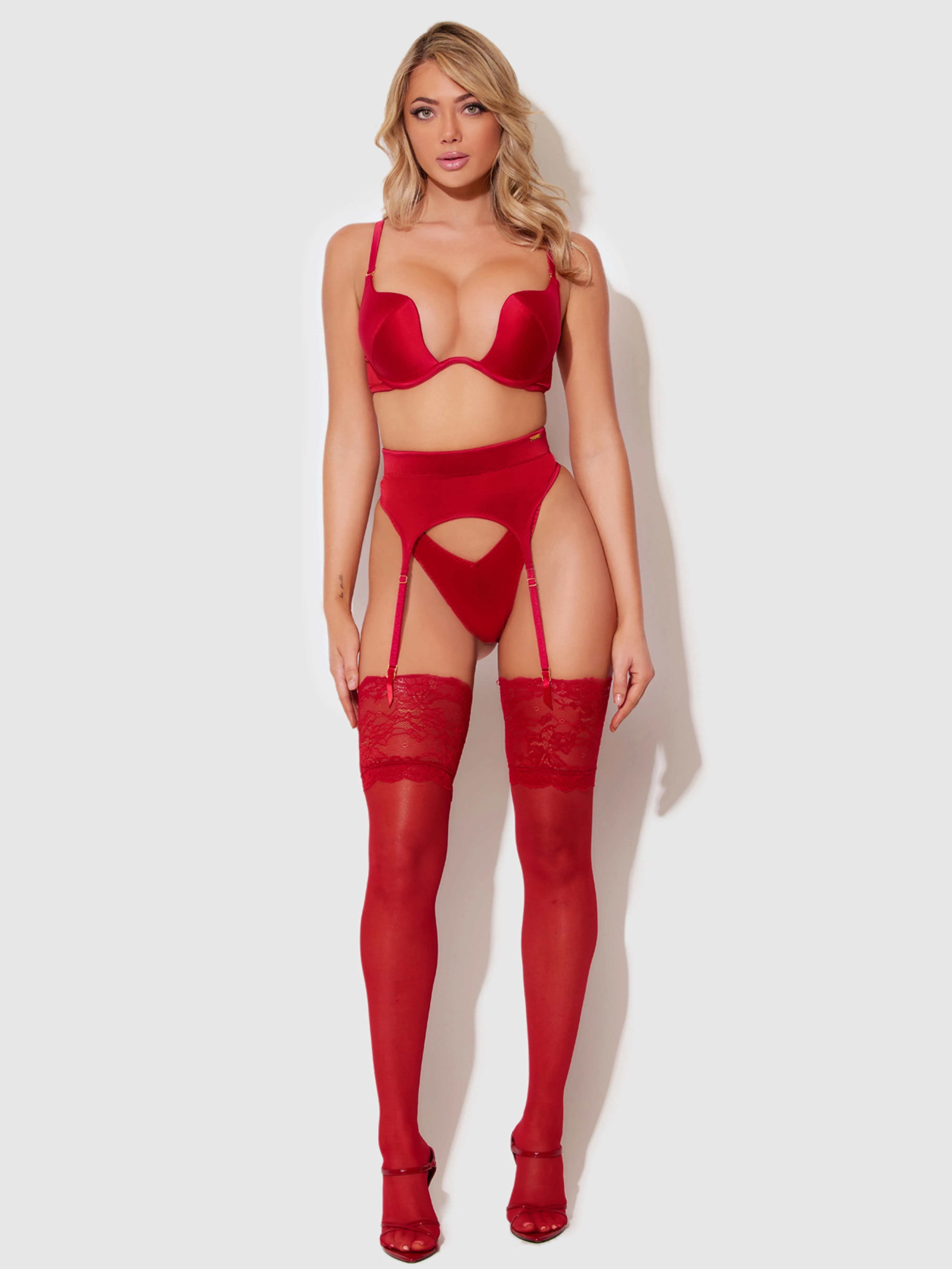 Rising Star Plunge Push Up Bra in Petra Satin by Frederick's of Hollywood